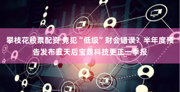 攀枝花股票配资 竟犯“低级”财会错误？半年度预告发布五天后宝鼎科技更正一季报